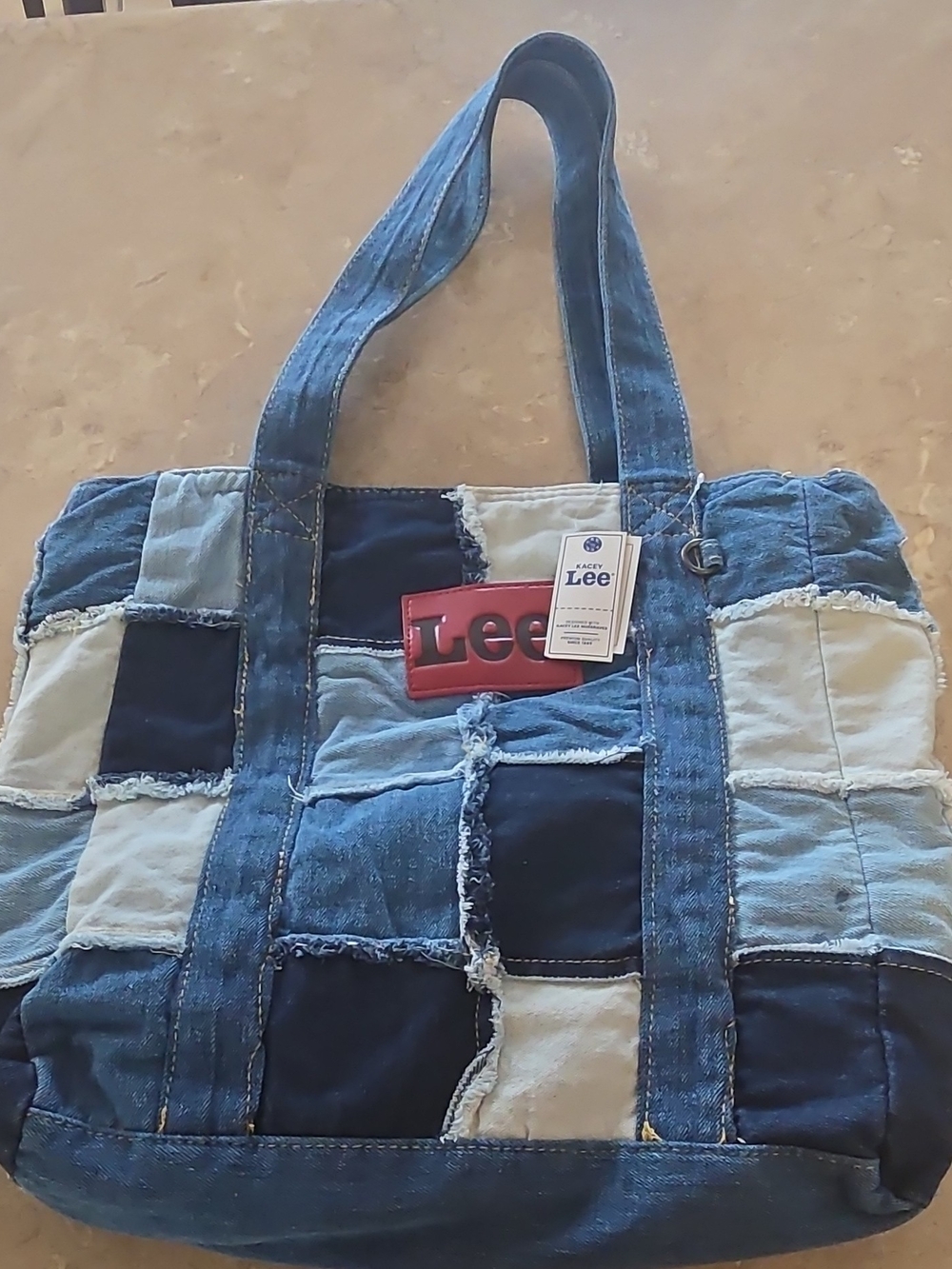 Lee Patchwork Denim Tote in Mixed Blue Tones